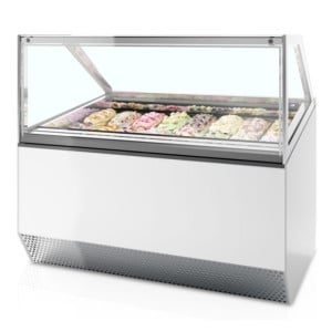 Vitrine à Glace Ventilé avec Façade Droite - 16 x 5 L