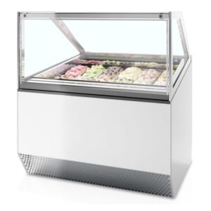 Vitrine à Glace Ventilé avec Façade Droite - 12 x 5 L