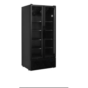 Armoire Réfrigérée Positive Noire - 2 Portes Vitrées - 535 L