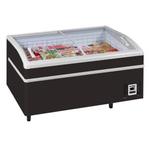 Réfrigérateur Congélateur Couvercle Vitré Incurvé - Noir - 400 L