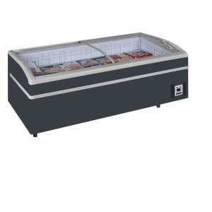 Réfrigérateur Congélateur Couvercle Vitré Incurvé - Gris - 580 L