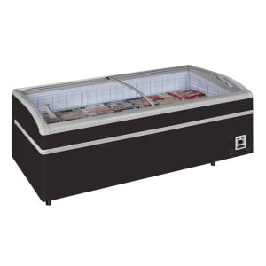 Réfrigérateur Congélateur Couvercle Vitré Incurvé - Noir - 580 L