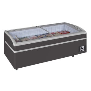Réfrigérateur Congélateur Couvercle Vitré Incurvé - Gris - 630 L