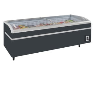 Réfrigérateur Congélateur Couvercle Vitré Incurvé - Gris - 750 L
