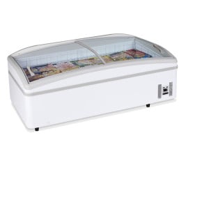 Réfrigérateur Congélateur Couvercle Vitré Incurvé - Blanc - 430 L