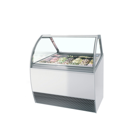 Vitrine à Glace Ventilé avec Façade Bombée - 12 x 5 L