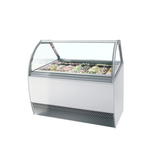 Vitrine à Glace Ventilé avec Façade Bombée - 16 x 5 L