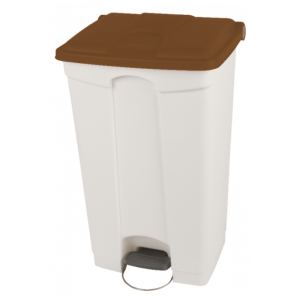 Poubelle à Déchets Organiques 90 L - Blanc et Marron