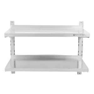 Etagère Murale en Inox sur Crémaillères 2 Niveaux  - L 800 x P 400 mm