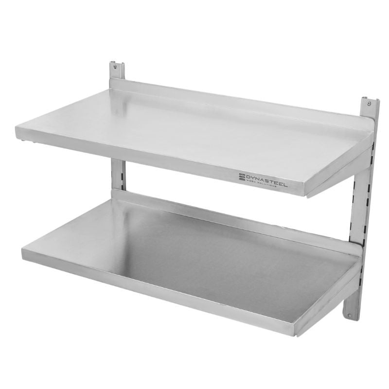 Etagère Murale en Inox sur Crémaillères 2 Niveaux  - L 800 x P 400 mm — vue 3
