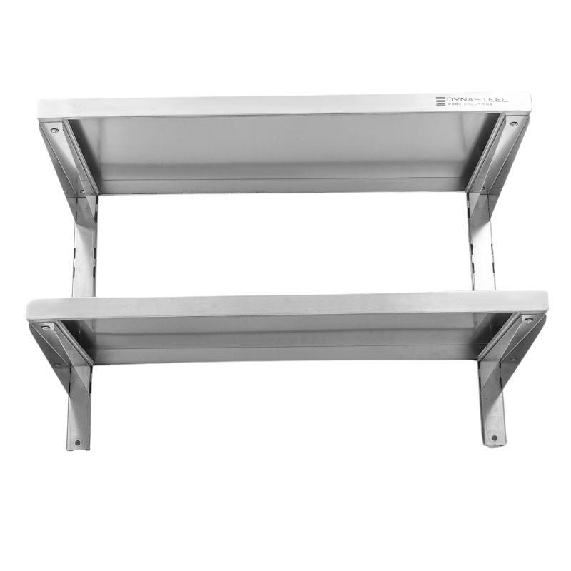 Etagère Murale en Inox sur Crémaillères 2 Niveaux  - L 800 x P 400 mm — vue 4