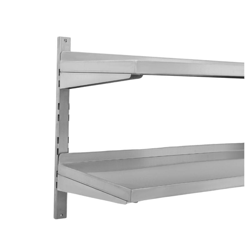 Etagère Murale en Inox sur Crémaillères 2 Niveaux  - L 1000 x P 400 mm — vue 3