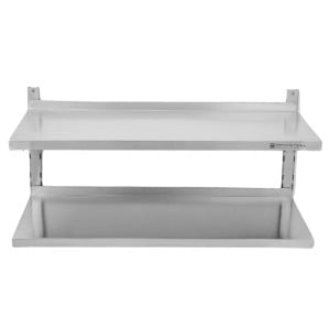 Etagère Murale en Inox sur Crémaillères 2 Niveaux  - L 1000 x P 400 mm