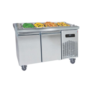 Buffet Chauffant Inox 4 Bacs avec Desserte Réfrigérée - 2 Portes GN 1/1 - Reconditionné