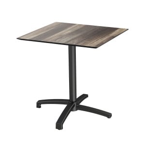 Table de Bistrot X Cross avec Piètement Noir Tropical Wood - 70 x 70 cm