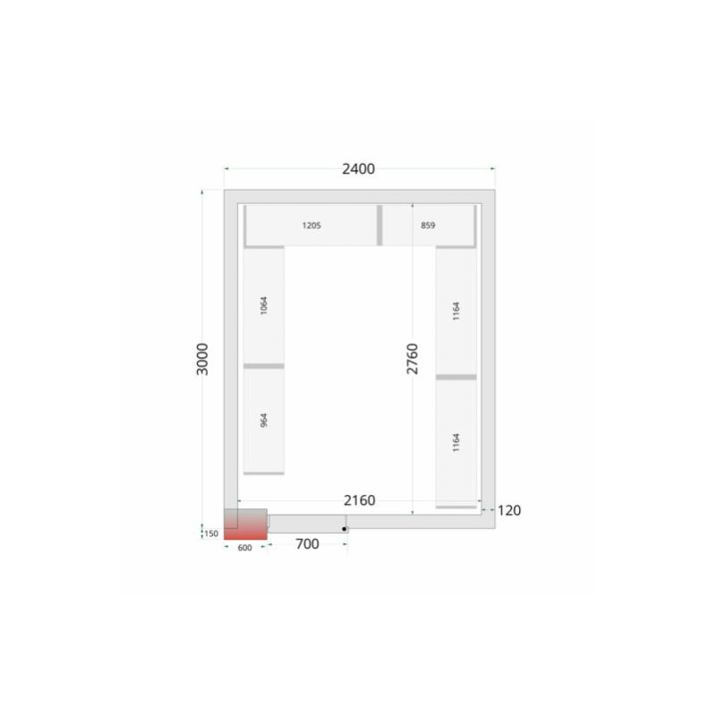 Furnotel - Panneau pour chambre froide positive - 2400 X 2780 mm - C207C27