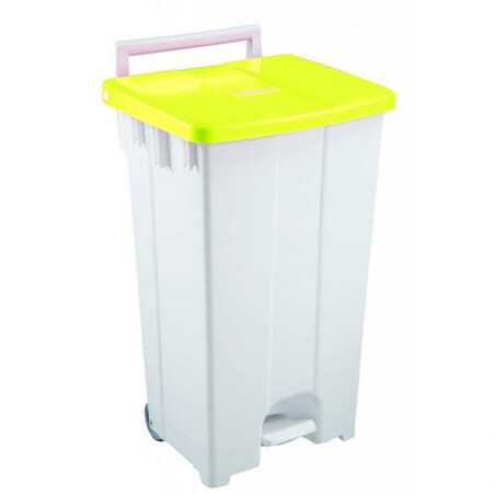 Container A Pedale 100L Couvercle Jaune Gilac - 1 Container A Pedale 100L Couvercle Jaune Gilac - 1