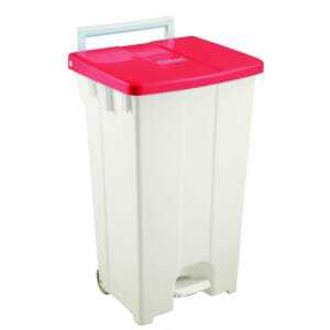 Container A Pedale 100L Couvercle Rouge Gilac - 1