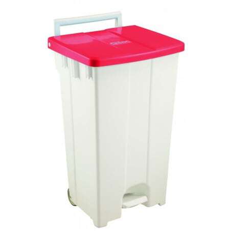Container A Pedale 100L Couvercle Rouge Gilac - 1 Container A Pedale 100L Couvercle Rouge Gilac - 1