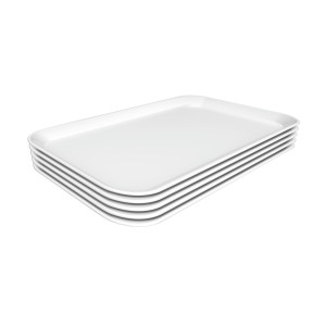 Plat de Présentation Mélamine Blanc - L 240 x P 350 x H 17 mm - Lot de 5
