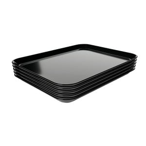 Plat de Présentation Mélamine Noir - L 210 x P 280 x H 17 mm - Lot de 5