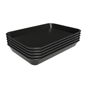 Plat de Présentation Mélamine Noir - L 250 x P 350 x H 40 mm - Lot de 5