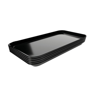 Plat de Présentation Mélamine Noir - L 150 x P 300 x H 17 mm - Lot de 5