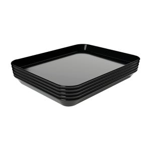 Plat de Présentation Mélamine Noir - L 150 x P 190 x H 17 mm - Lot de 5
