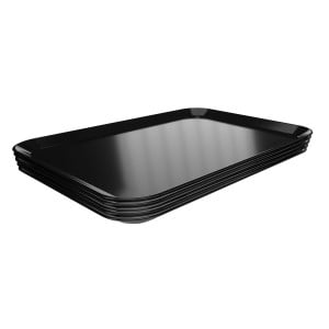 Plat de Présentation Mélamine Noir - L 280 x P 420 x H 17 mm - Lot de 5