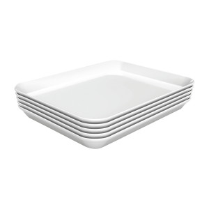 Plat de Présentation Mélamine Blanc - L 150 x P 190 x H 17 mm - Lot de 5