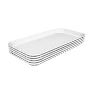 Plat de Présentation Mélamine Blanc - L 150 x P 300 x H 17 mm - Lot de 5