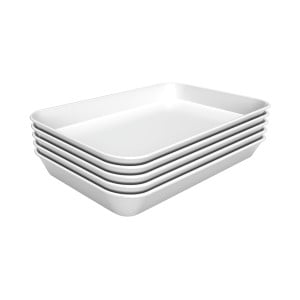 Plat de Présentation Mélamine Blanc - L 250 x P 350 x H 40 mm - Lot de 5