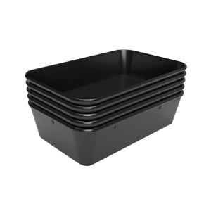 Plat de Présentation Mélamine Noir - L 190 x P 300 x H 80 mm - Lot de 5