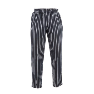 Pantalon de Cuisine Mixte Baggy Rayé Noir et Blanc - Taille M