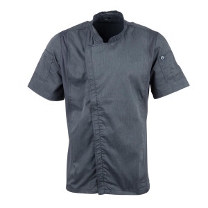 Veste de Cuisine Mixte à Manches Courtes à Fermeture Éclair Bleu Encre - Taille XL
