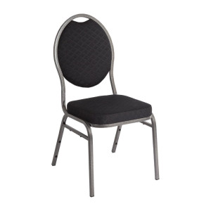 Chaise de Banquet Noire avec Dossier Ovale - Lot de 4