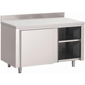 Meuble en Inox Avec Portes Coulissantes Et Dosseret - L 1600 x P 700 mm