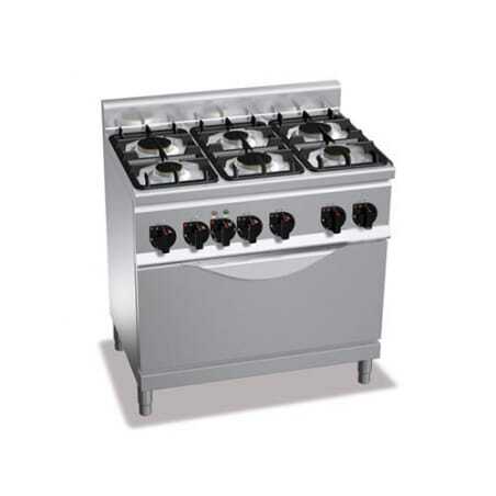 Fourneau à Gaz 6 Brûleurs - 18,6 kW avec Four Electrique à Convection 5,2 kW FourniResto - 1 Fourneau à Gaz 6 Brûleurs - 18,6 kW avec Four Electrique à Convection 5,2 kW FourniResto - 1