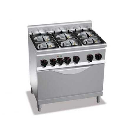 Fourneau à Gaz 6 Brûleurs - 28,5 kW avec Four Electrique à Convection - 5,2 kW FourniResto - 1 Fourneau à Gaz 6 Brûleurs - 28,5 kW avec Four Electrique à Convection - 5,2 kW FourniResto - 1