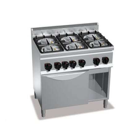 Fourneau à Gaz 6 Brûleurs - 28,5 kW avec Four à Gaz 3,5 kW FourniResto - 1 Fourneau à Gaz 6 Brûleurs - 28,5 kW avec Four à Gaz 3,5 kW FourniResto - 1