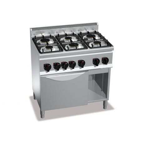 Fourneau à Gaz 6 Brûleurs - 18,6 kW avec Four à Gaz 3,5 kW FourniResto - 1 Fourneau à Gaz 6 Brûleurs - 18,6 kW avec Four à Gaz 3,5 kW FourniResto - 1