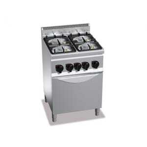Fourneau à Gaz 4 Brûleurs -19 kW avec Four à Gaz 3,5 kW FourniResto - 1