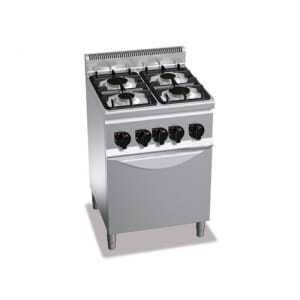 Fourneau à Gaz 4 Brûleurs - 12,4 kW avec Four à Gaz 3,5 kW FourniResto - 1