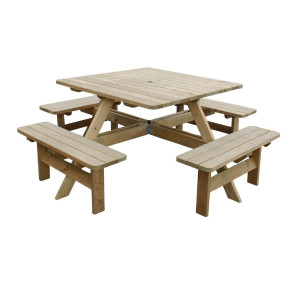 Table de Pique-nique en Bois Carrée 1980 mm