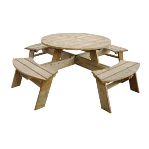Table de Pique-nique en Bois Ronde 2000 mm