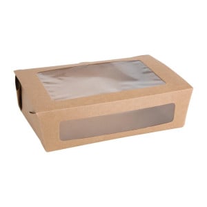 Boîtes Salade avec Fenêtre PET 1600 ml - Lot de 100