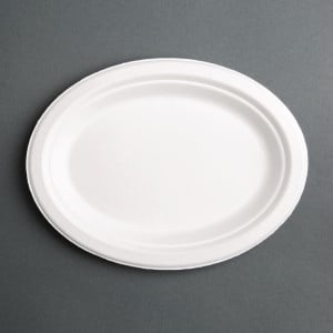 Assiettes Ovales Compostables en Bagasse 316 mm - Lot de 50