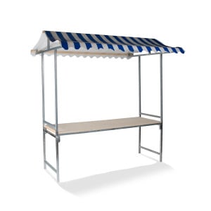 Étal de Marché Professionnel - Bleu et Blanc