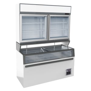 Vitrine Murale et Bahut de Supermarché Blanc - 948 L
