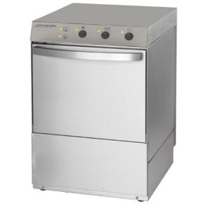 Lave-Vaisselle Professionnel avec Doseur de Liquide de Rinçage et Détergent et Pompe de Vidange - 40 x 40 cm